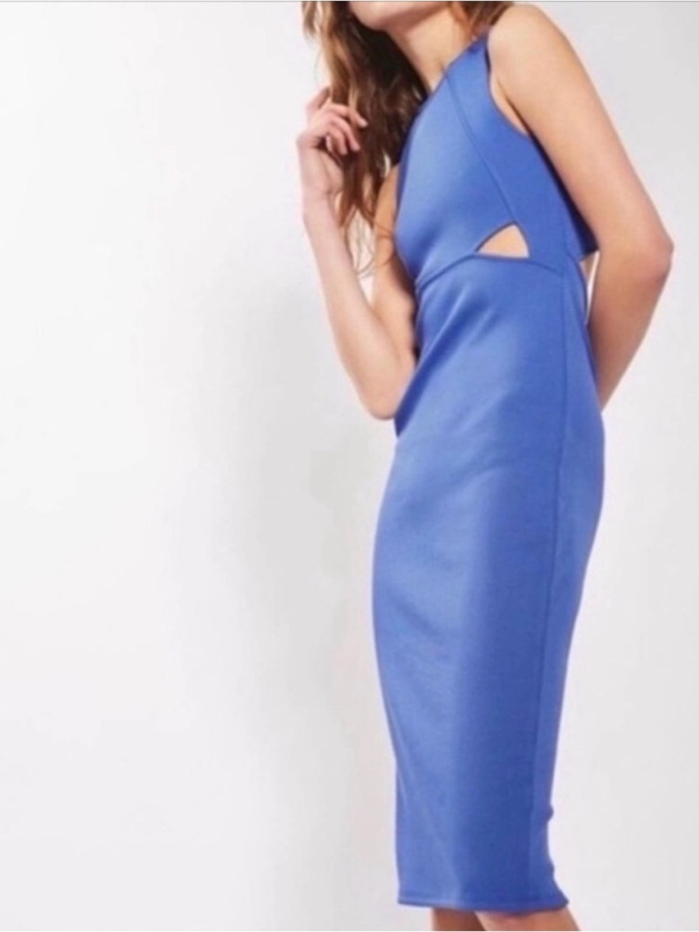 Topshop Periwinkle Blue Midi Dress with Side Cutout